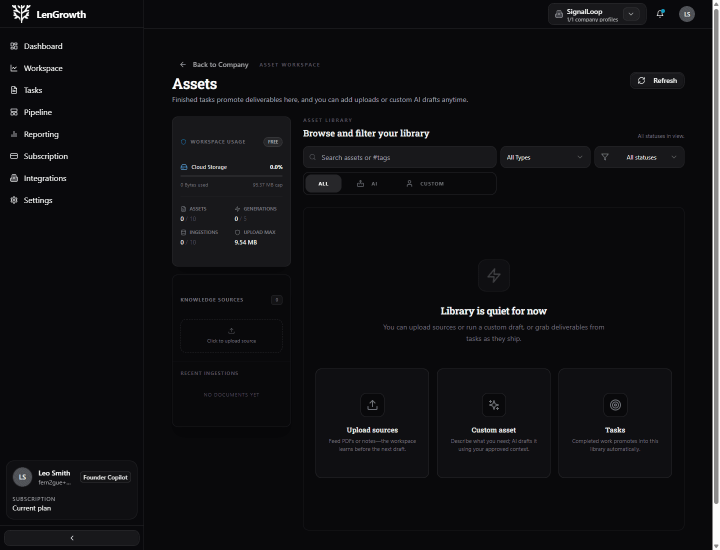 The LenGrowth assets library with reusable deliverables.